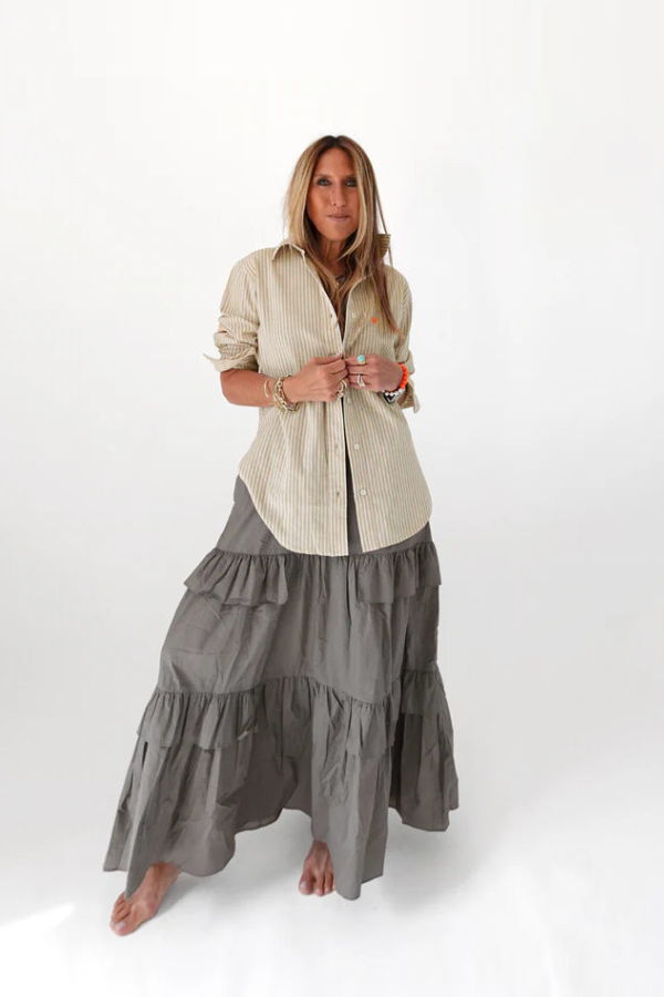 Kerri Rosenthal Jack Linen Cotton Button Down Stripe Shirt