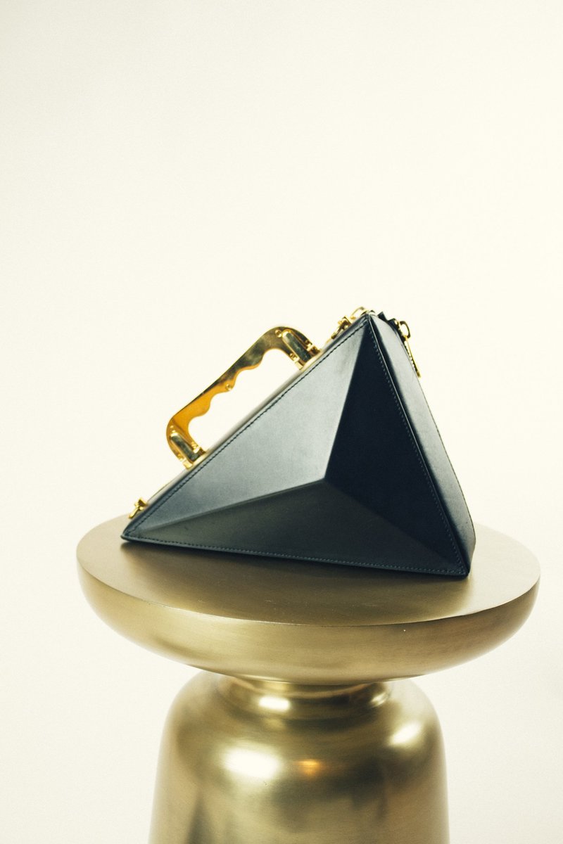 NIKA TANG Texahedron Gold Clutch Handbag