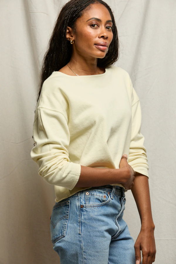 Perfect White Tee Briana French Terry Long Sleeve Top