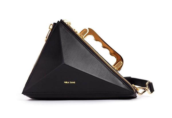 NIKA TANG Texahedron Gold Clutch Handbag