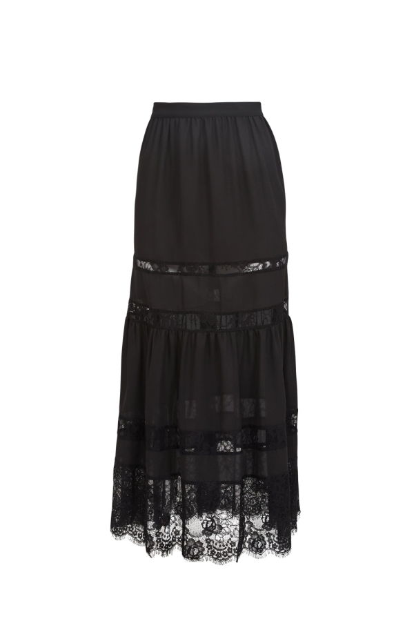 Fleur du Mal Juliet Lace Maxi Skirt - Black