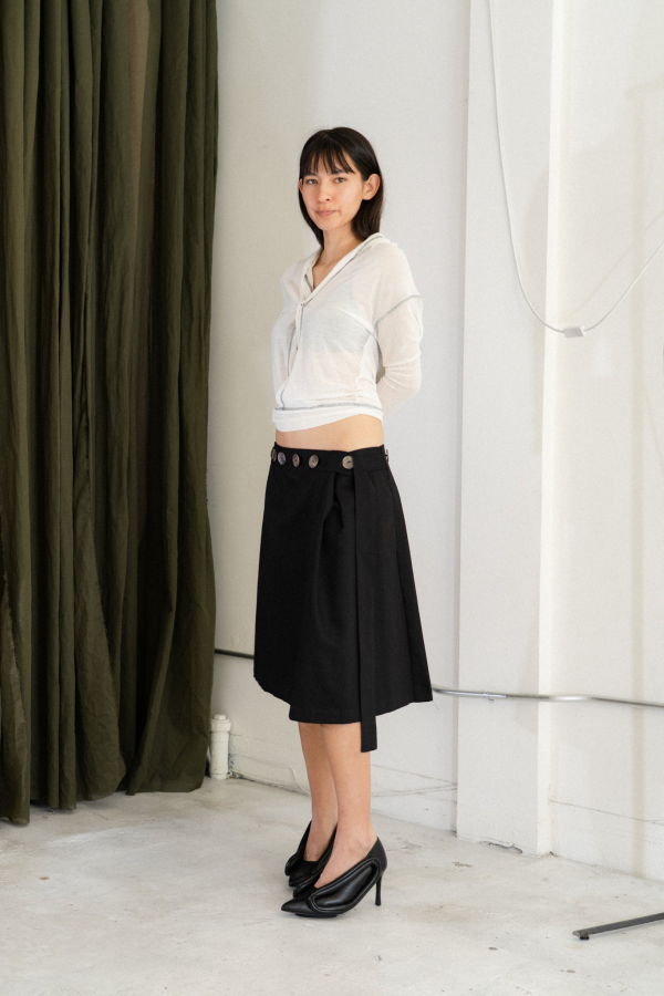 LOVETHANKS Button Wrap Skirt