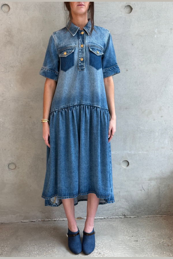 Ganni Light Weight Denim Midi Dress