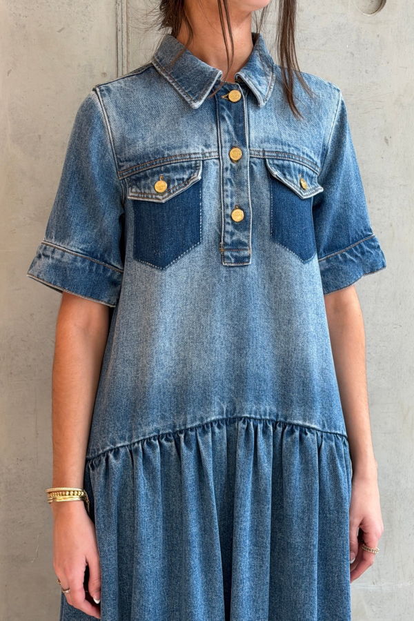 Ganni Light Weight Denim Midi Dress