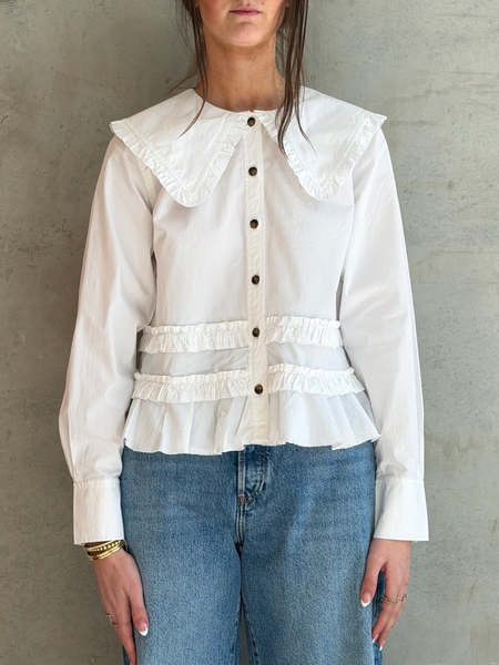 Ganni Ribbon Tulle Ragland Shirt - Black | Garmentory