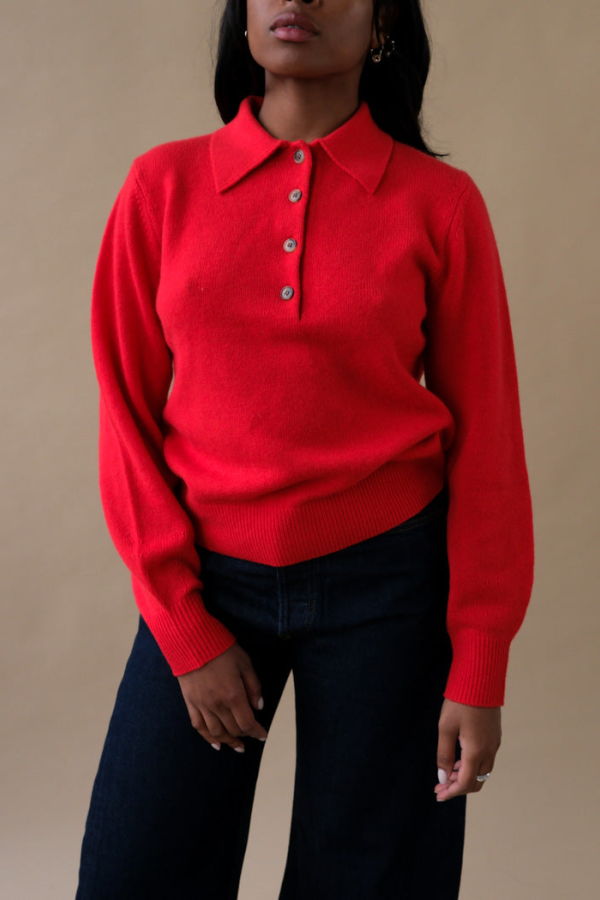 soldout.nyc Cashmere Polo Sweater - Cherry