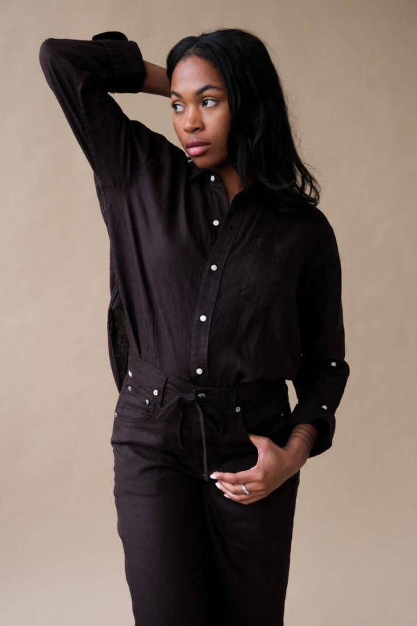 Citizens of Humanity Kayla Shrunken Top Shirt - Chocolate