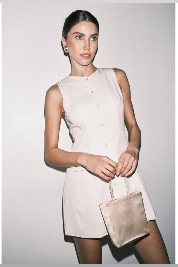 Loucia Lenore Button-Front Sleeveless Mini Dress