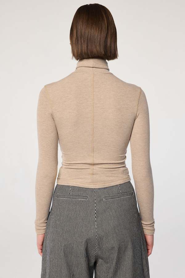 The Line By K Mads Turtleneck Top - Beige Melange