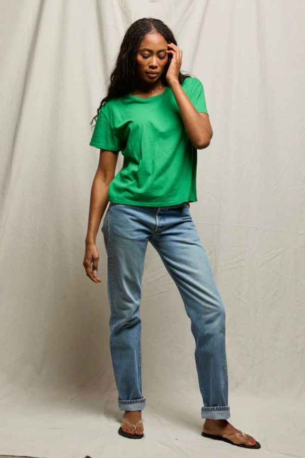 PERFECTWHITETEE Harley Boxy Crew Tee - Grass