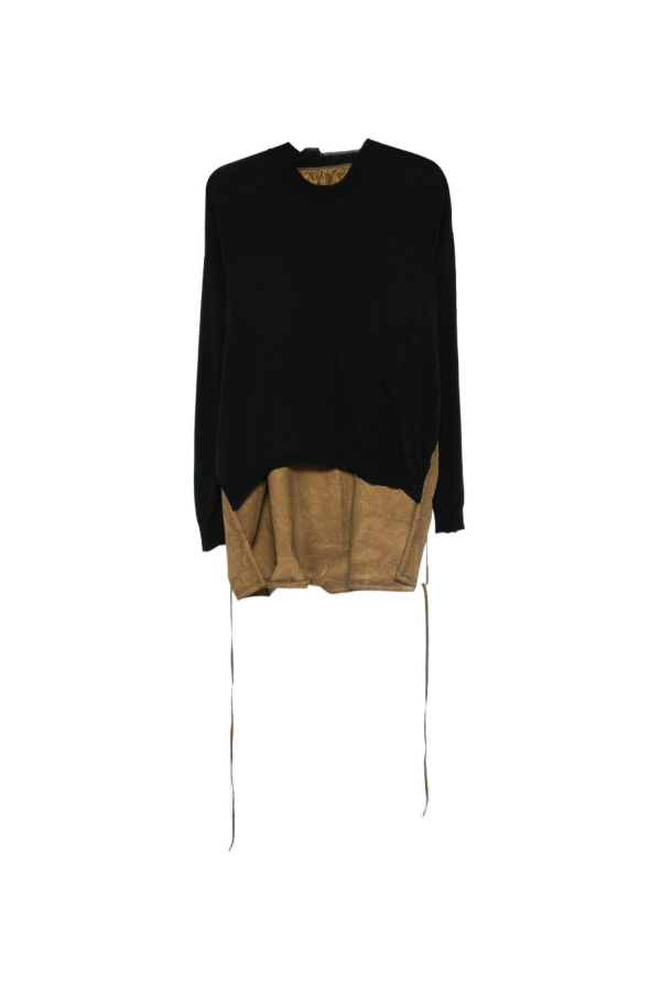 Uma Wang Contrasting-Panel Sweater - Black/Mustard