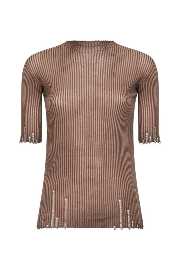 Uma Wang Scalloped-Edges T-Shirt - Brown