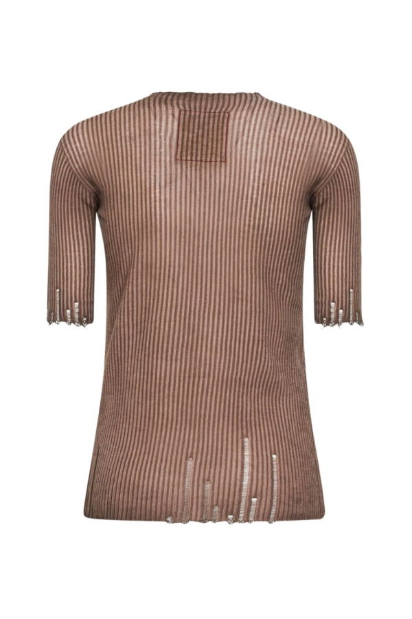 Uma Wang Scalloped-Edges T-Shirt - Brown