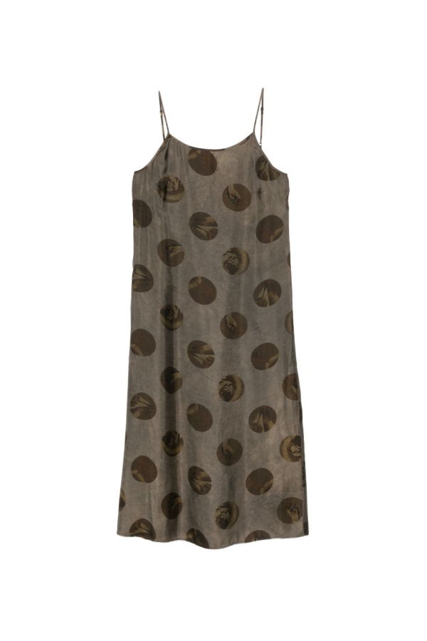 Uma Wang Printed Slip Midi Dress - Grey/Brown