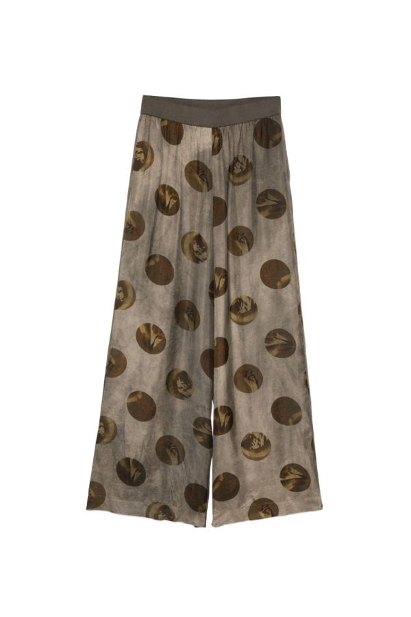 Uma Wang Circle-Print Trousers - Grey/Brown