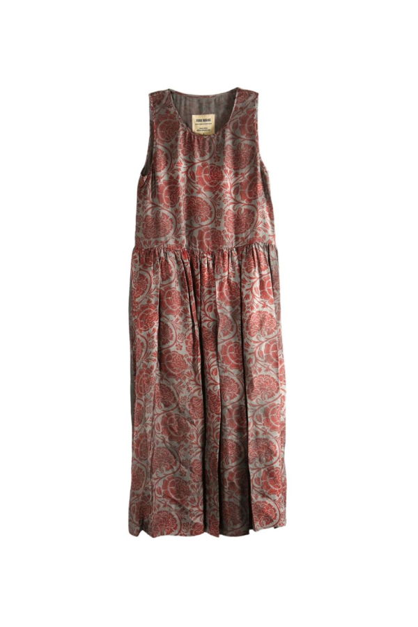 Uma Wang Floral Sleeveless Midi Dress - Grey/Red