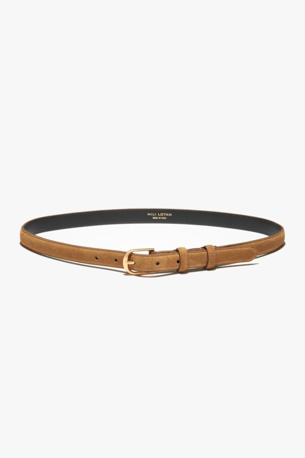 Nili Lotan Jane Gold Buckle Suede Belt