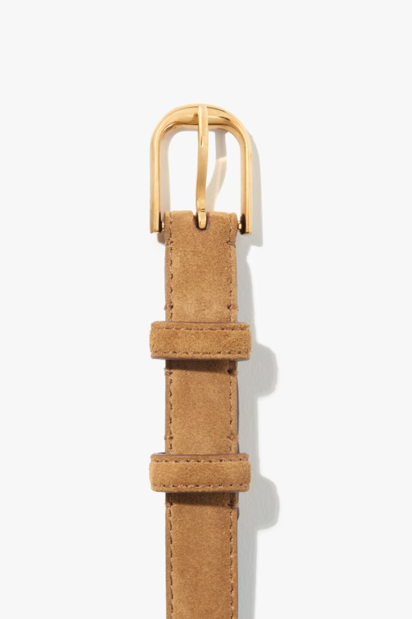 Nili Lotan Jane Gold Buckle Suede Belt