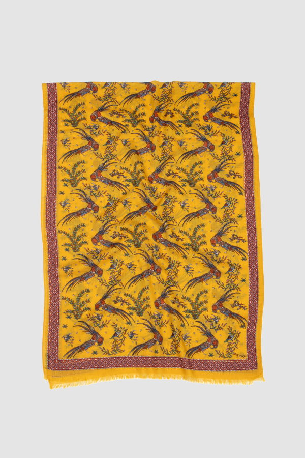 DRAKE'S Bird Of Paradise Print Scarf - Yellow