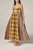 amente Contrast Midi Dress - Mustard/Brown - Thumbnail 1