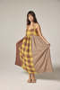 amente Contrast Midi Dress - Mustard/Brown - Thumbnail 6