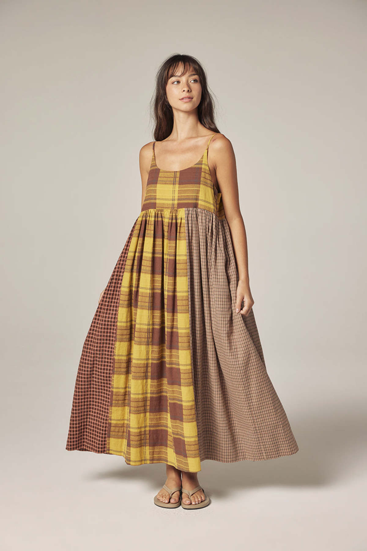 amente Contrast Midi Dress - Mustard/Brown - Image 7 of 10