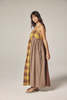 amente Contrast Midi Dress - Mustard/Brown - Thumbnail 8