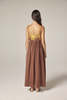 amente Contrast Midi Dress - Mustard/Brown - Thumbnail 9
