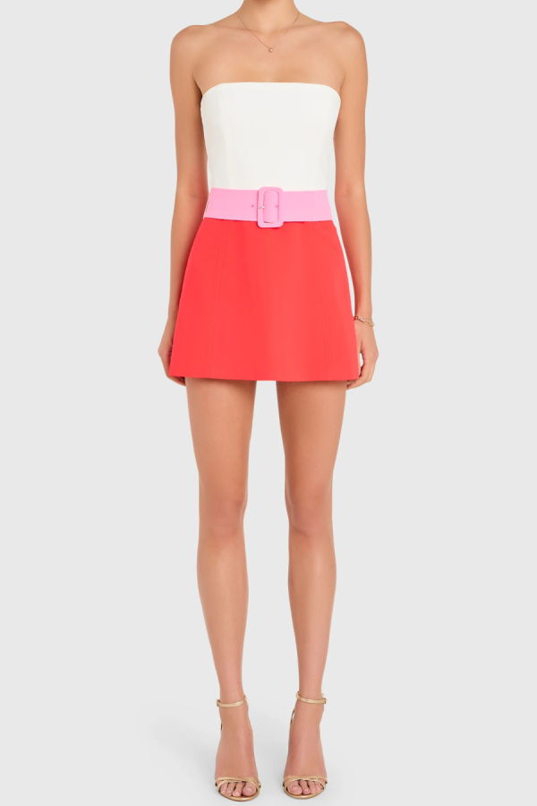 Amanda Uprichard Fae Romper - Ivory/Crimson