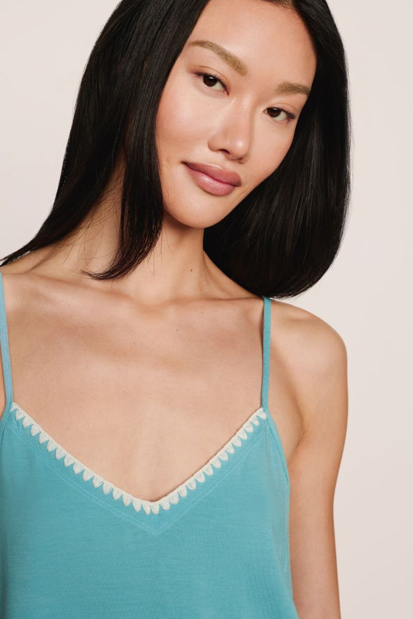 Eberjey Frida Cami/Pant PJ Set - Blue Lagoon/Ivory