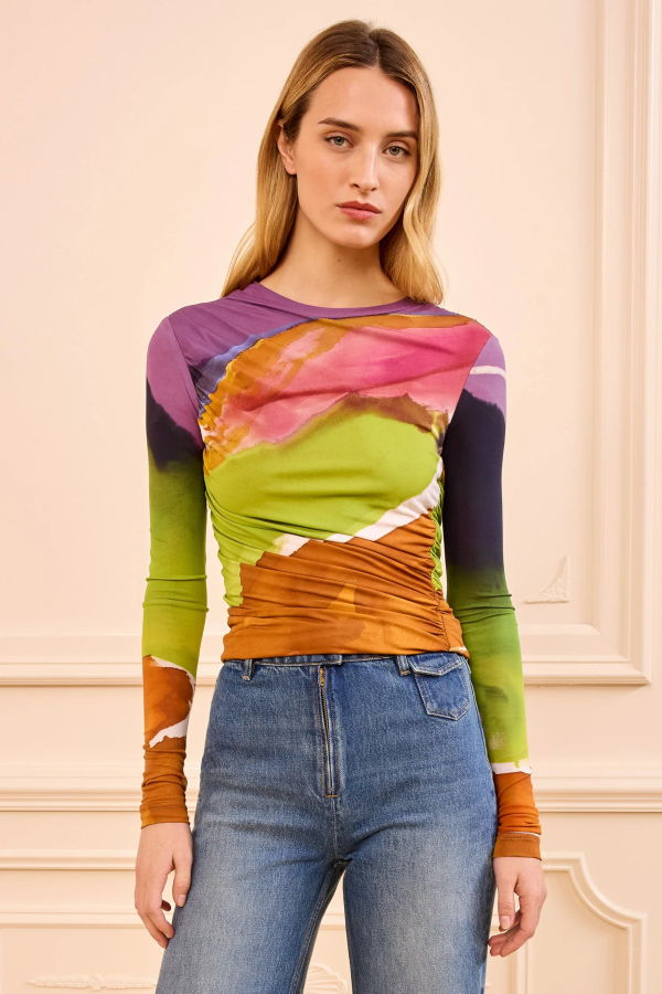 Ulla Johnson Paradis Ruched Jersey Top - Multicolor
