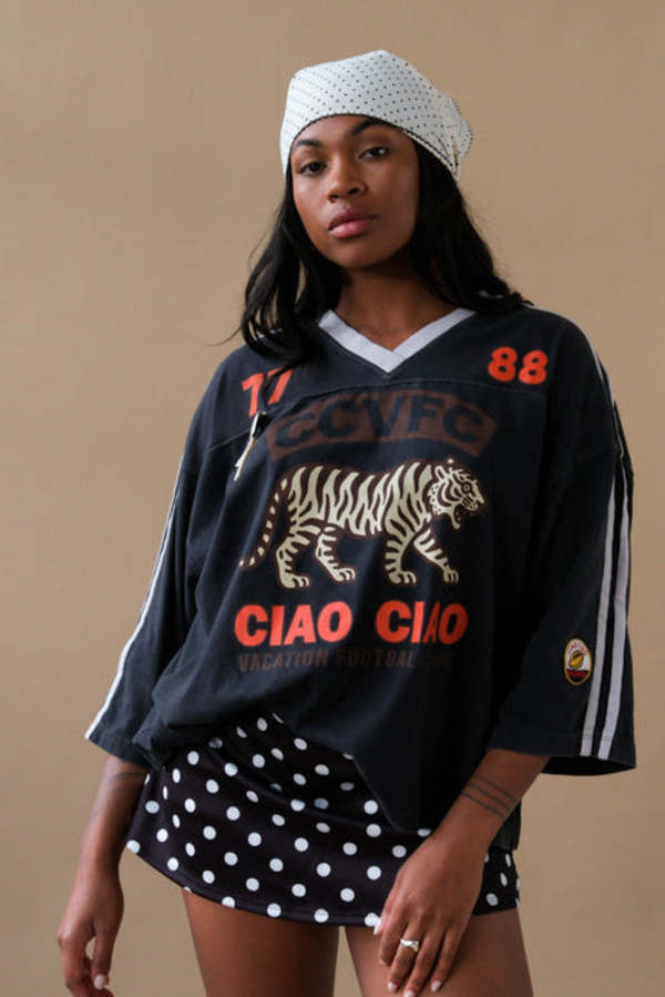 CIAO CIAO Tiger Football Club Crop Sport Tee - Charcoal Grey