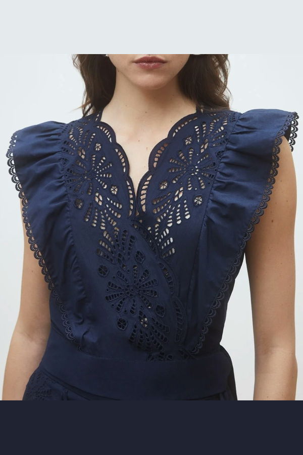 Suncoo Lila Embroidered Sleeveless Blouse