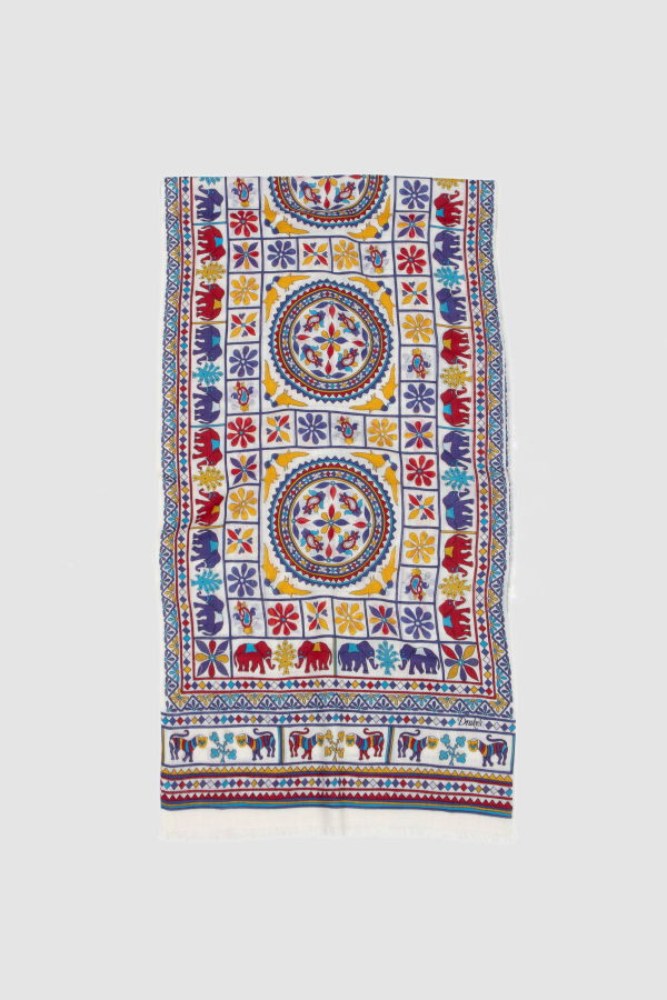 DRAKE'S Elephants and Flowers Print Scarf