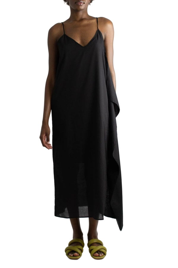 Meg Cascade Dress - Black