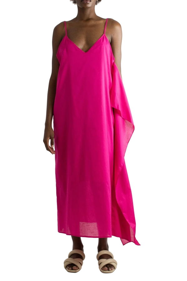 Meg Cascade Dress - Fuchsia