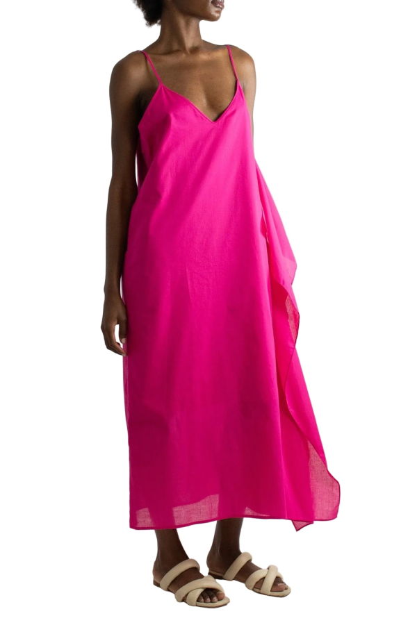 Meg Cascade Dress - Fuchsia