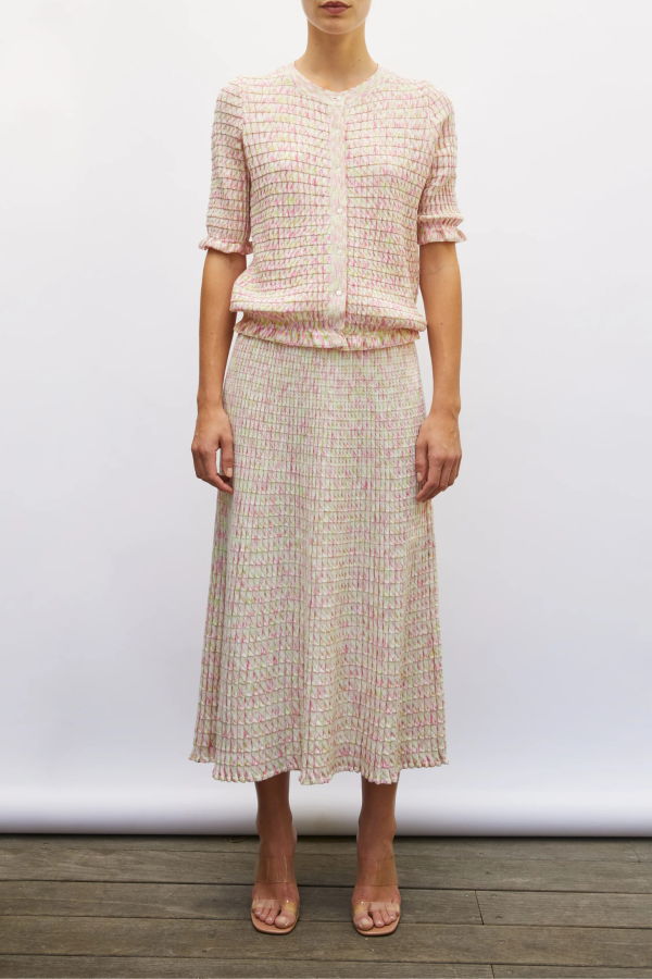 Molli Enjoue Mini Origami Knit Cardigan - Natural/Pink