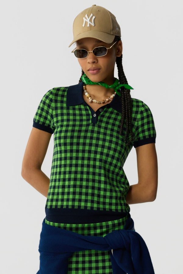 Guest in Residence Gingham Shrunken Polo