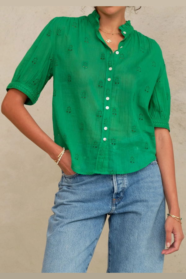 M.A.B.E Frani Embroidery Top - Green