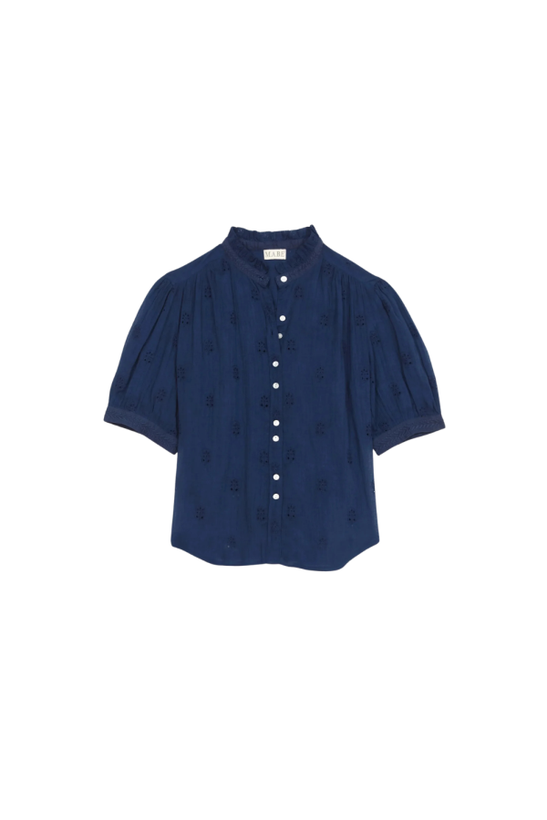 M.A.B.E Frani Embroidery Top - Indigo