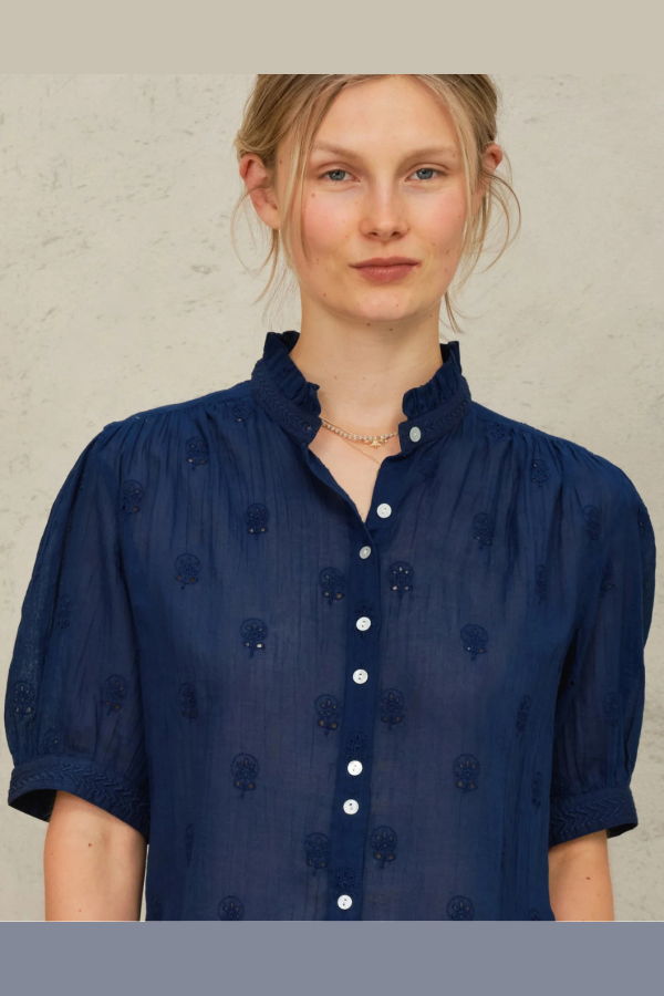 M.A.B.E Frani Embroidery Top - Indigo