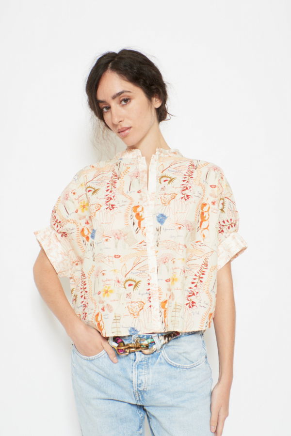 La Prestic Ouiston Sultana Shirt - Mix Botanistes Orange Bleu