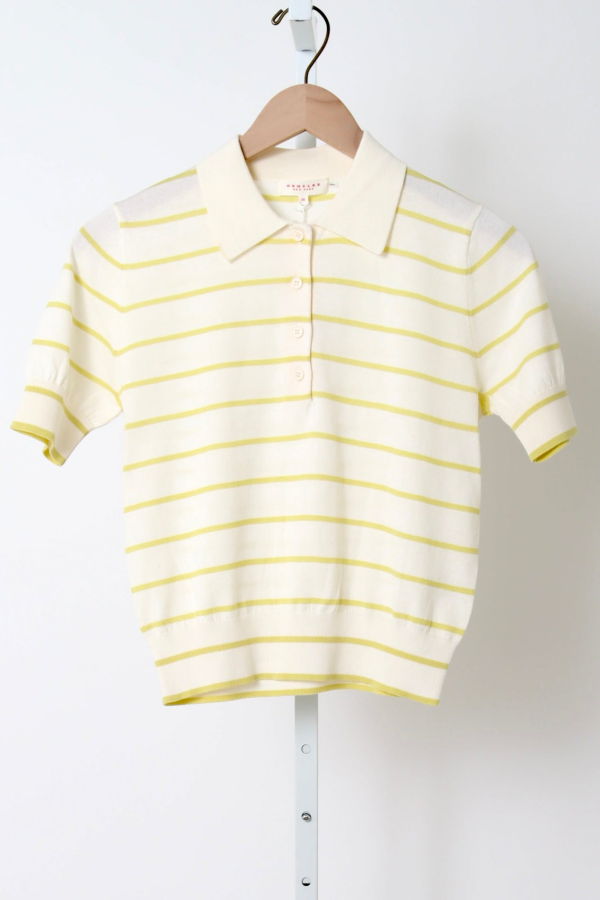 demylee Cameron Stripe Cotton Polo Top