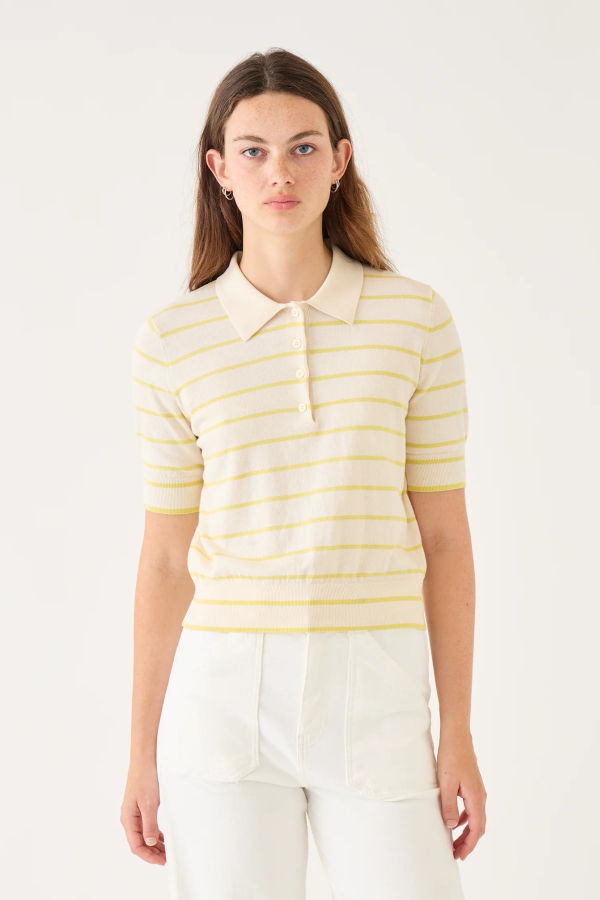 demylee Cameron Stripe Cotton Polo Top
