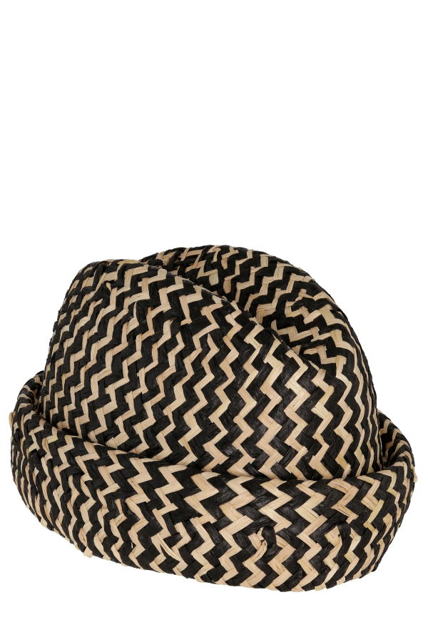 Henrik Vibskov Newspaper Straw Hat - Black/Natural