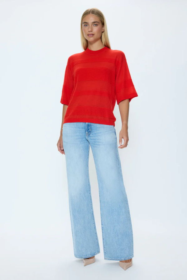 Pistola Tara Featherweight Sweater Tee - Maraschino