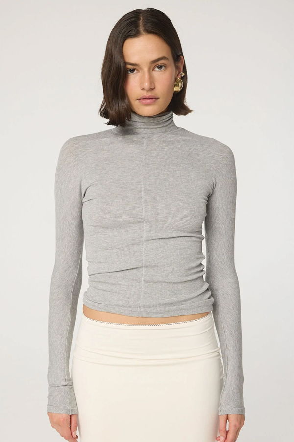 The Line By K Blixa Top - Heather Grey