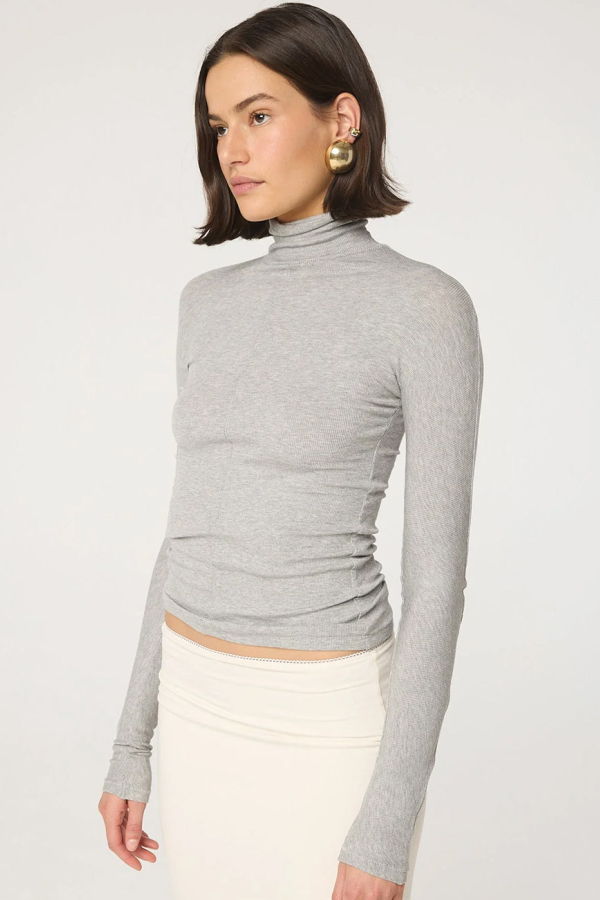 The Line By K Blixa Top - Heather Grey