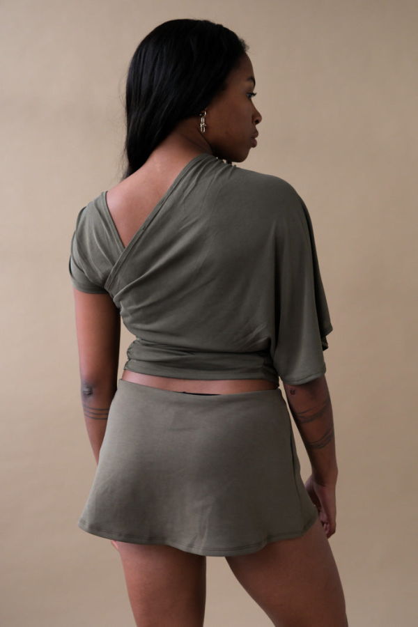 Geel Aria Micro Mini Skort - Olive